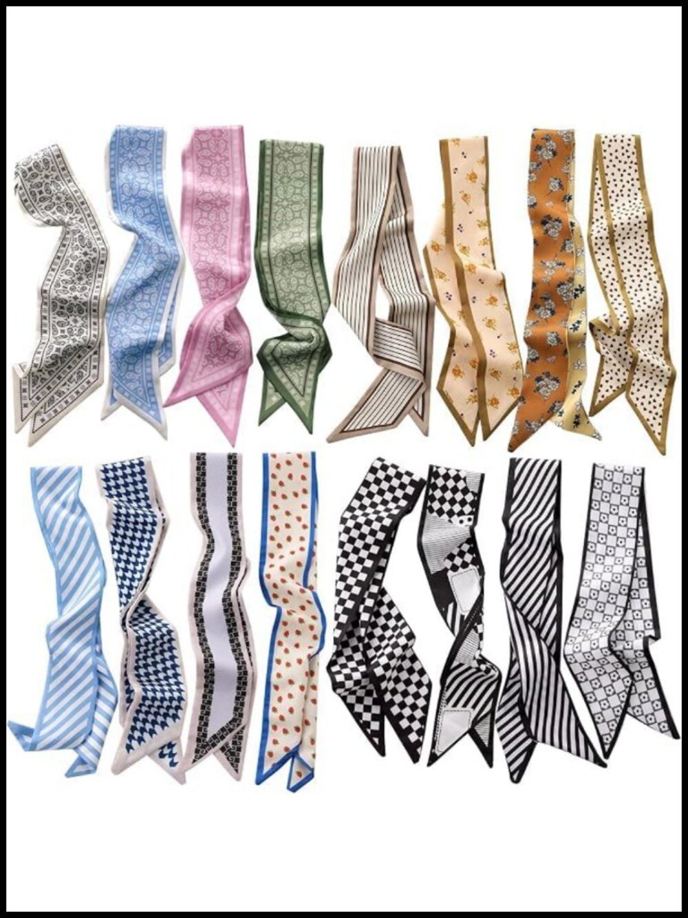 16 Pack Imitation Silk Purse Scarf Set Head Hair Neck Handbag Ribbon
